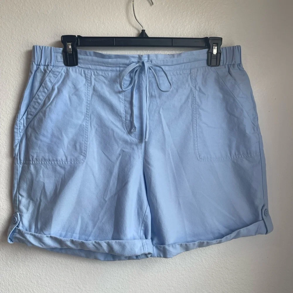 Kim Rogers Light Blue Drawstring Casual Shorts Size‎ L
